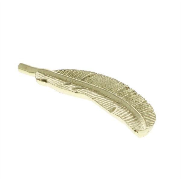 HomArt Cast Metal Feather - Brass - Set of 6-2