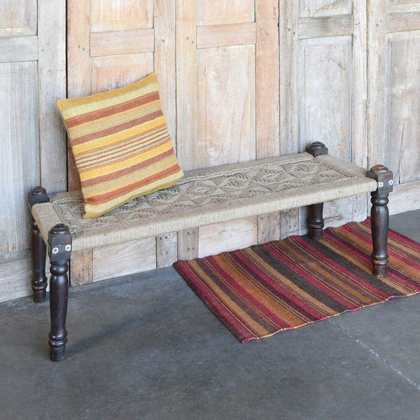 HomArt Adair Woven Jute Bench - Feature Image | Modishstore | Stools & Benches