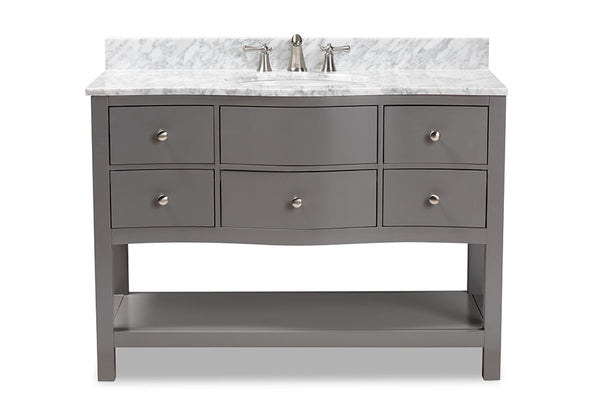 baxton studio castie 48 inch modern and contemporary grey finished wood and marble single sink bathroom vanity | Modish Furniture Store-5