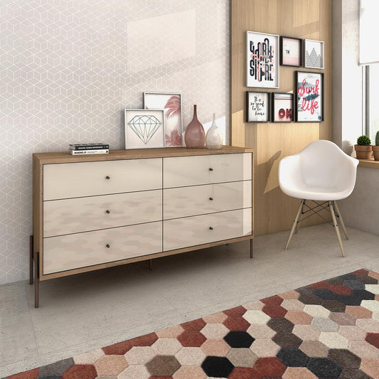 Manhattan Comfort Joy 59" Wide Double Dresser with 6 Full Extension Drawers | Dressers | Modishstore