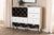 Baxton Studio Savino Mid-Century Modern White and Walnut Finished Wood Wine Cabinet | Modishstore | Cabinets