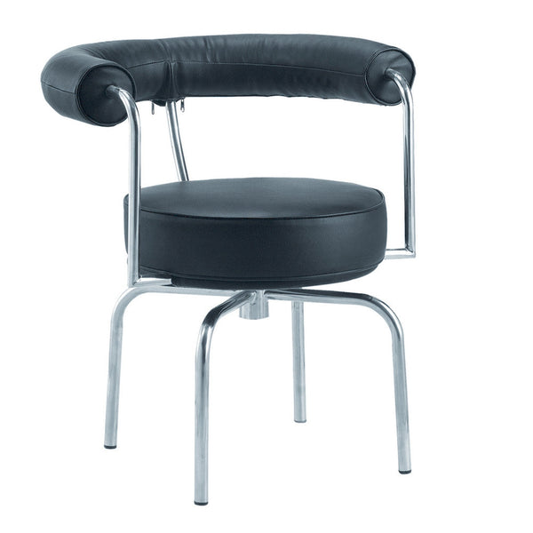 Fine Mod Imports LC7 Swivel Armchair in Black Leather | Armchairs | Modishstore-2