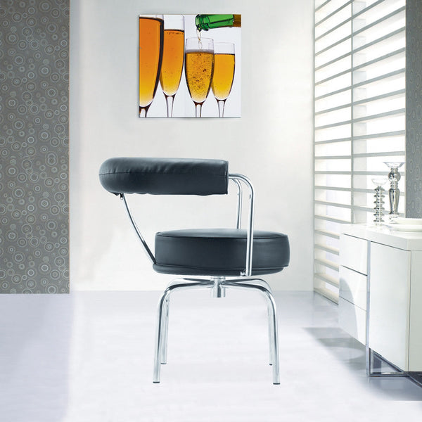 Fine Mod Imports LC7 Swivel Armchair in Black Leather | Armchairs | Modishstore