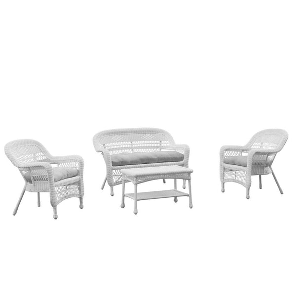 Fine Mod Imports Portside White 4pc Outdoor Set | Outdoor Sofas, Loveseats & Sectionals | Modishstore-7