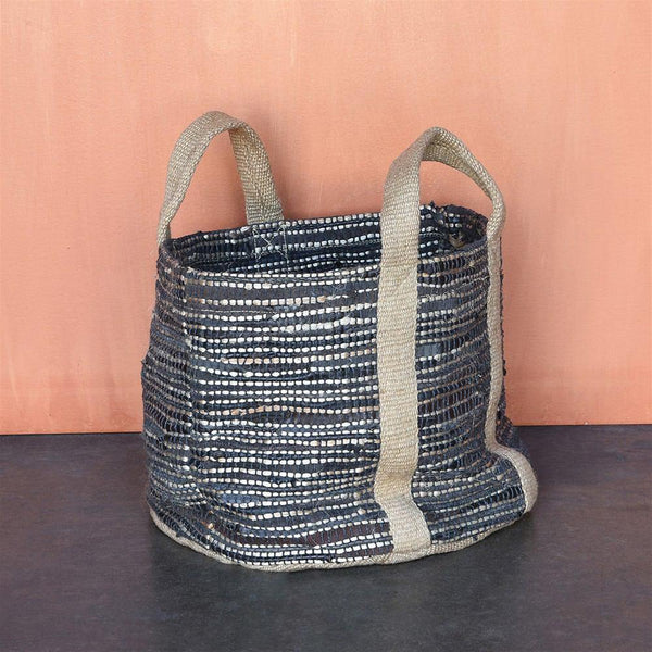 HomArt Woven Storage Leather & Hemp Basket-3