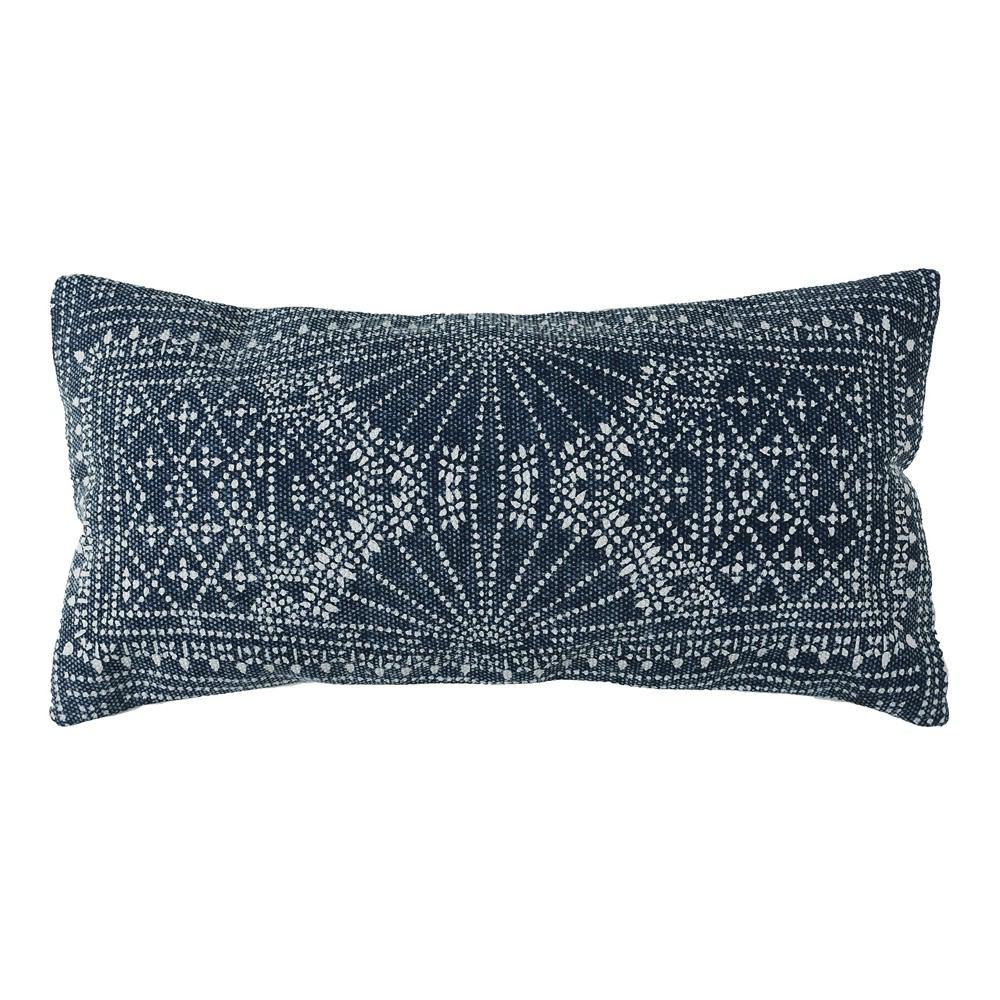 HomArt Indigo Batik Lumbar Pillow - Indigo Batik - 12x24-3