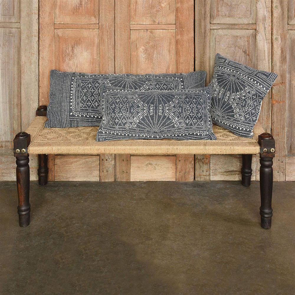 HomArt Indigo Batik Lumbar Pillow - Indigo Batik - Set of 2 | Modishstore | Pillows