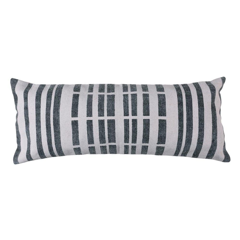 HomArt Block Print Lumbar Pillow - 14x36 - Broken Stripe-3