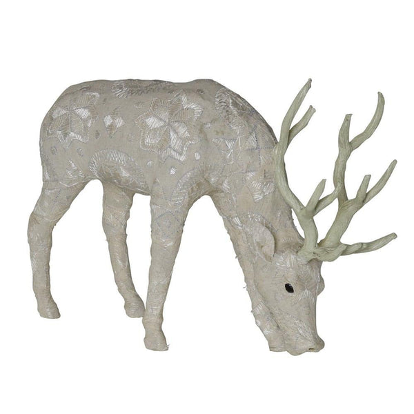 HomArt Scandinavian Stag Grazing - Embroidered White - Set of 2 - Feature Image-2