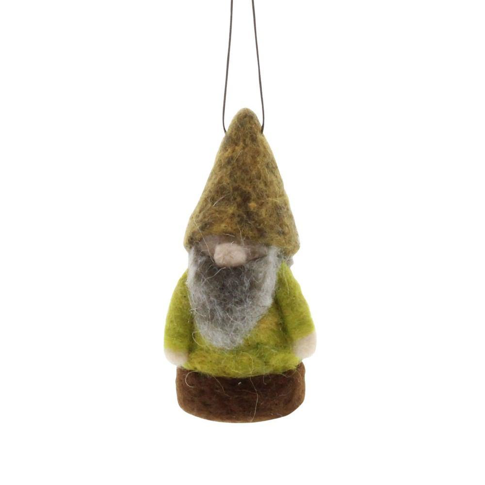 HomArt Felt Woodland Gnome Ornament - Green/Brown - Set of 6-2