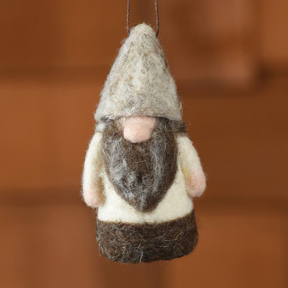 HomArt Felt Arctic Gnome Ornament - White/Grey - Set of 6 - Feature Image | Modishstore | Holiday