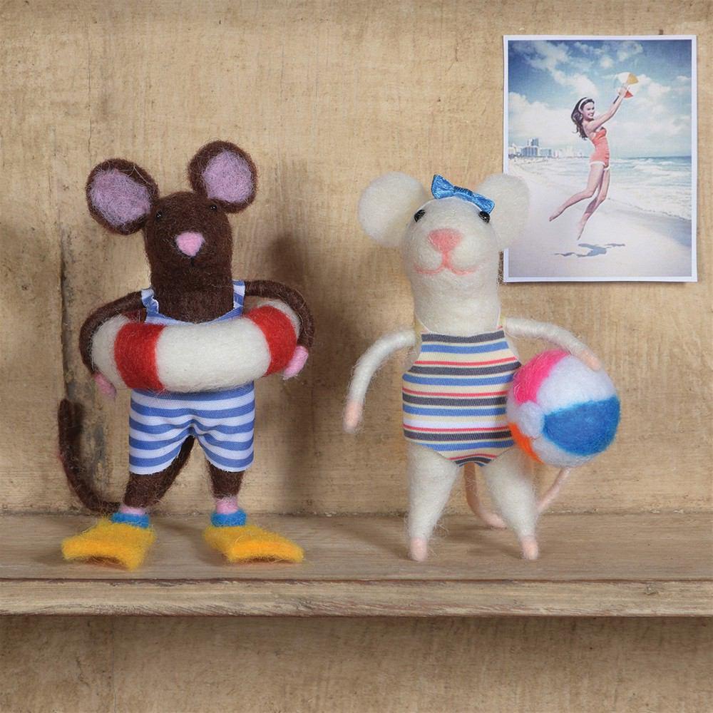 HomArt Felt Swimmer Guy Mouse Ornament - Set of 6 - Feature Image-3