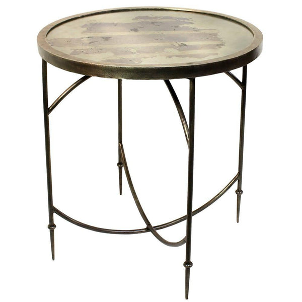 HomArt Carrefour Mirrored Side Table - Antique Nickle & Antique Mirror-3