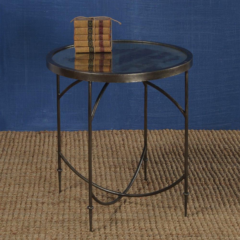 HomArt Carrefour Mirrored Side Table - Antique Nickle & Antique Mirror | Modishstore | Side Tables