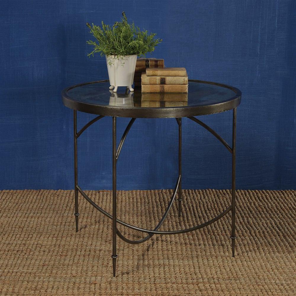 HomArt Carrefour Mirrored Table - Antique Nickle & Antique Mirror | Modishstore | Side Tables