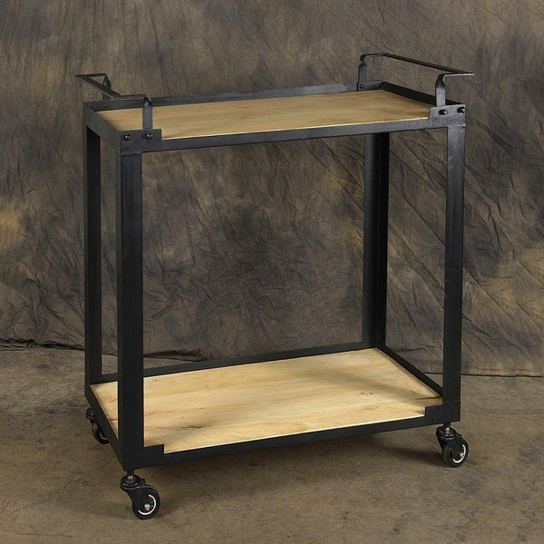 HomArt Mateo Bar Trolley - Iron and Wood - Black | Modishstore | Bar Carts
