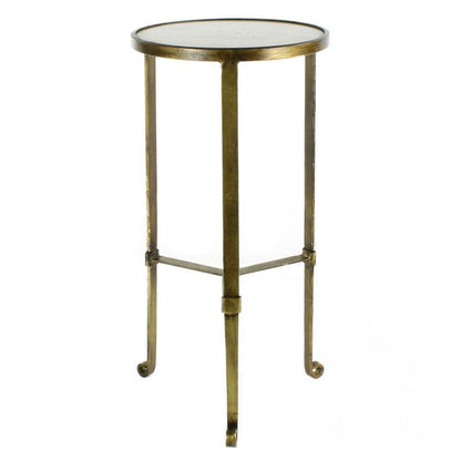 HomArt Savoy Iron & Stone Side Table - Antique Brass with White Marble-3