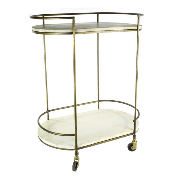 HomArt Gibson Bar Cart - Antique Brass with White Wood-2