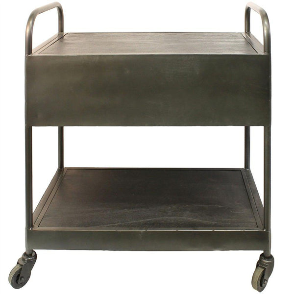 HomArt Leroy Iron and Wood Bar Trolley with Drawer - Manzana Black-3