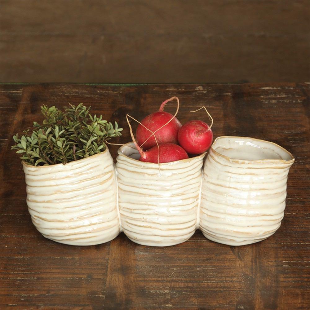 HomArt Bower Clustered Ceramic Vase - Fancy White - Set of 4-5