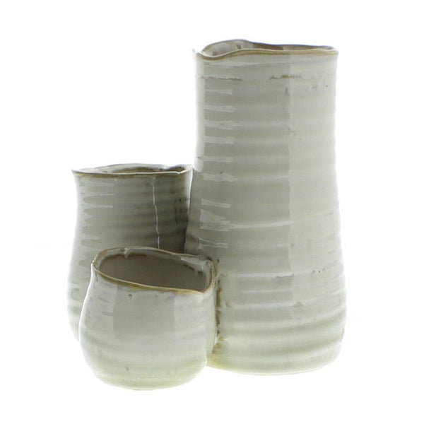 HomArt Bower Clustered Ceramic Vase - Fancy White - Set of 4 - Feature Image-2
