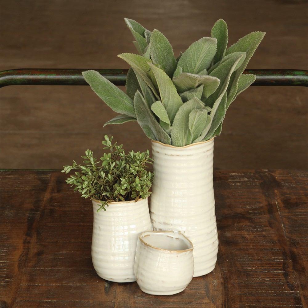 HomArt Bower Clustered Ceramic Vase - Fancy White - Set of 4-7