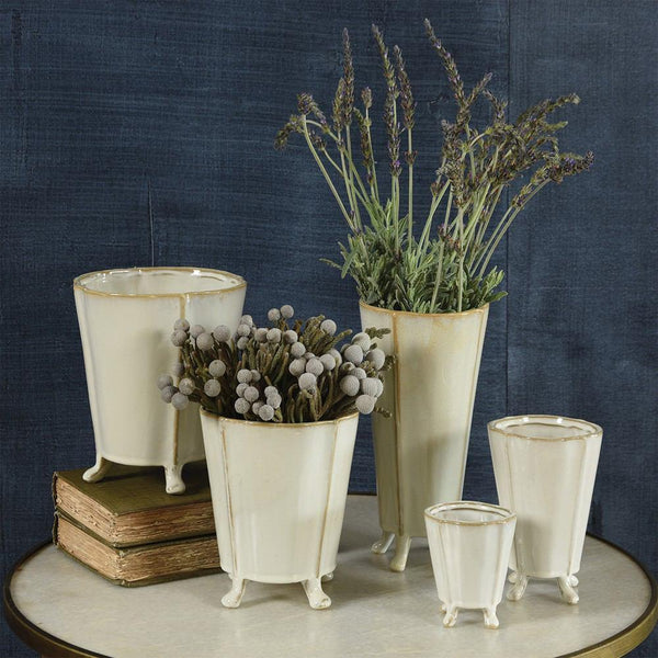 HomArt Rue Footed Ceramic Vase - Fancy White - Set of 8-4