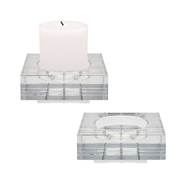 Dimond Home Square Windowpane Crystal Candle Holders