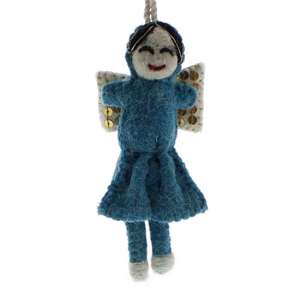 HomArt Felt Sequin Angel Ornaments - Set of 6 - Teal - Yellow - Pale Pink-4