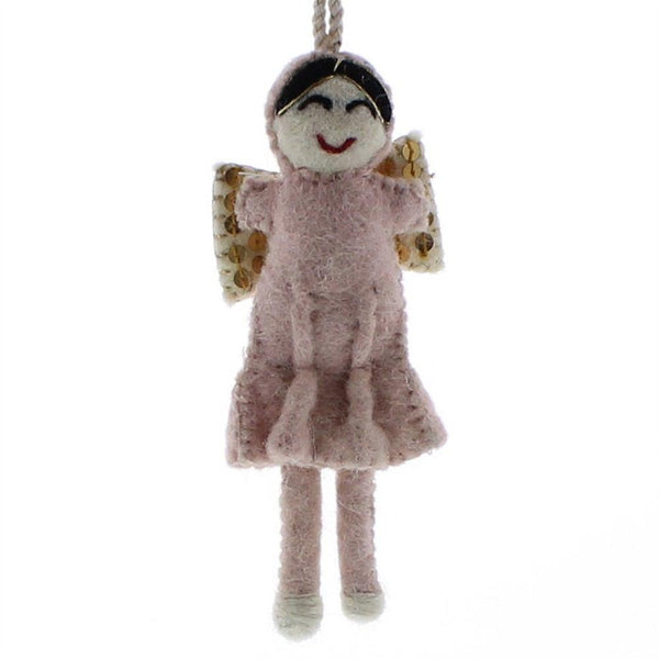 HomArt Felt Sequin Angel Ornaments - Set of 6 - Teal - Yellow - Pale Pink-6