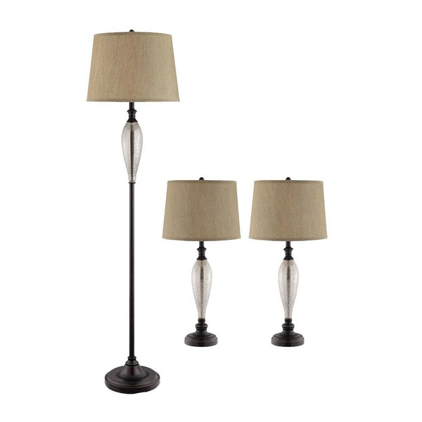 Stein World Set of 3 Metal & Glass Lamps | Modishstore | Table Lamps