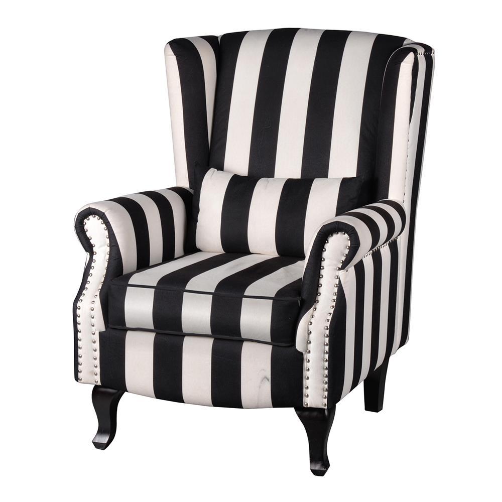 A&B Home Black and White Stripe Oversized Arm Chair-4