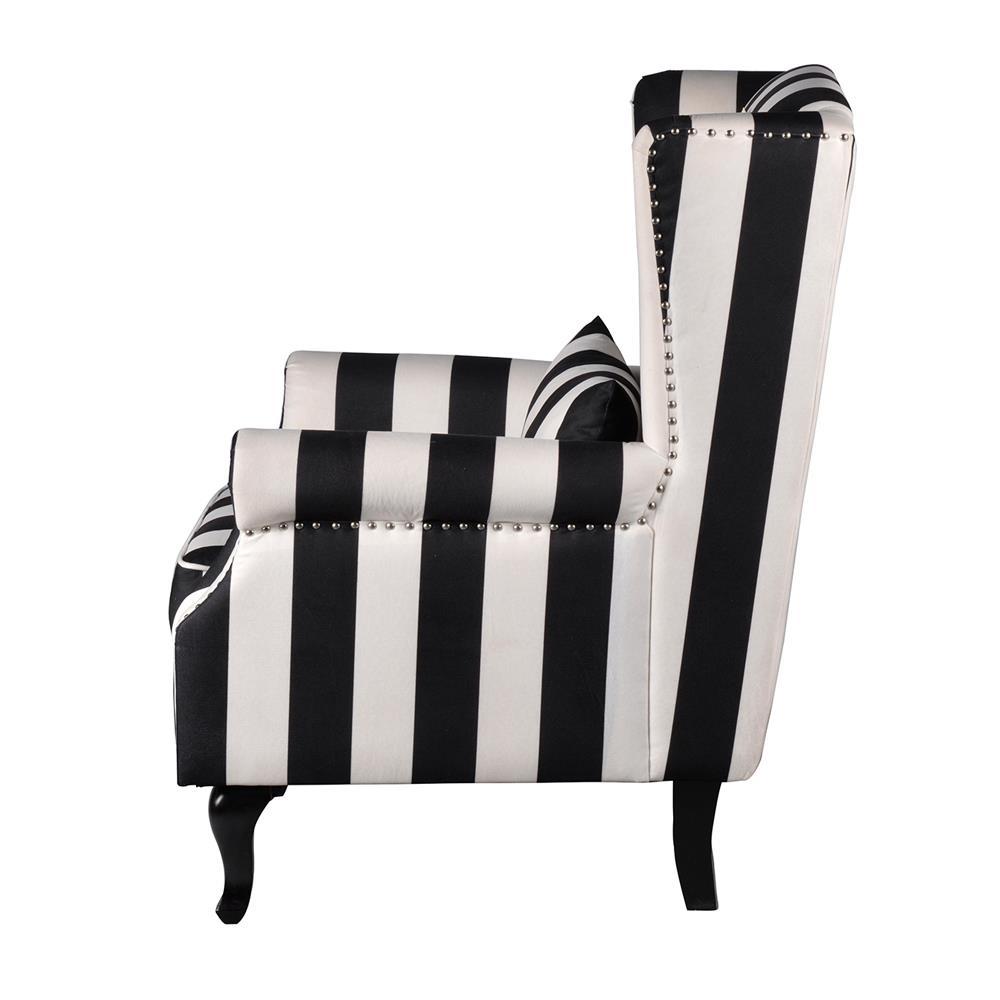 A&B Home Black and White Stripe Oversized Arm Chair-5