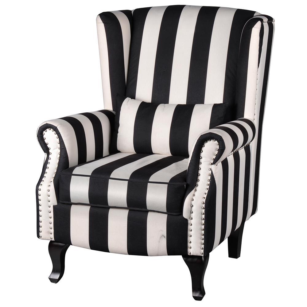 A&B Home Black and White Stripe Oversized Arm Chair-6