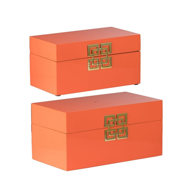 A&B Home Orange Decorative Boxes Set of 2 | Decorative Boxes | 44574-ORAN-DS | Modishstore - 4