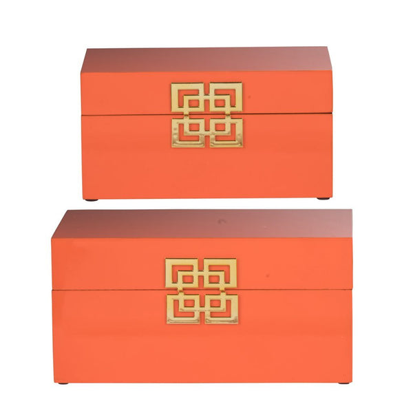 A&B Home Orange Decorative Boxes Set of 2 | Decorative Boxes | 44574-ORAN-DS | Modishstore