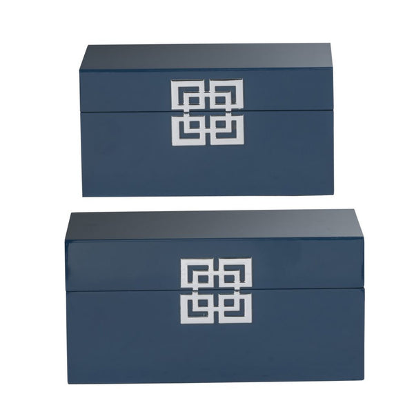 A&B Home Two Blue/Gold Decorative Boxes | Modishstore | 44574-BLUE-DS -2