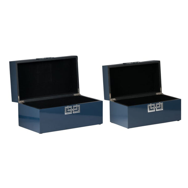 A&B Home Two Blue/Gold Decorative Boxes | Modishstore | 44574-BLUE-DS -4
