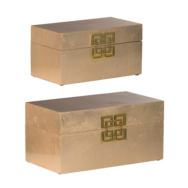 A&B Home Two Blue/Gold Decorative Boxes | Modishstore | 44574-BLUE-DS -5
