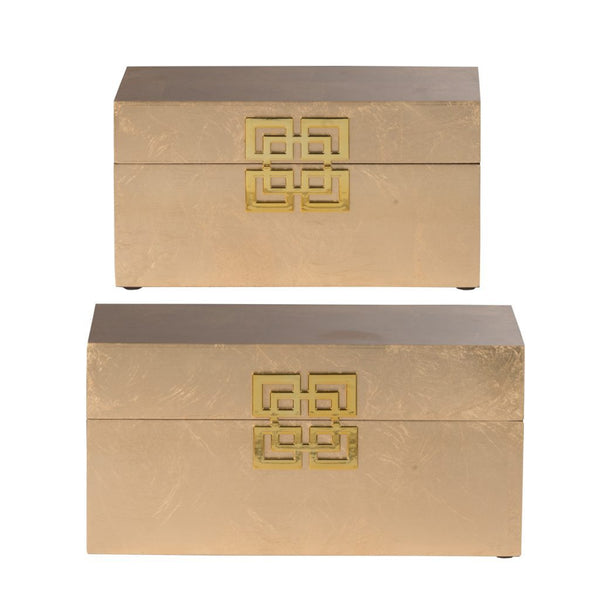 A&B Home Two Blue/Gold Decorative Boxes | Modishstore | 44574-BLUE-DS -6