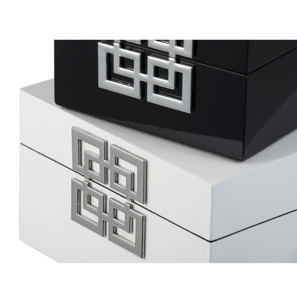 A&B Home White and Black Decorative Boxes Set of 2 | Decorative Boxes | 44583-DS | Modishstore - 5