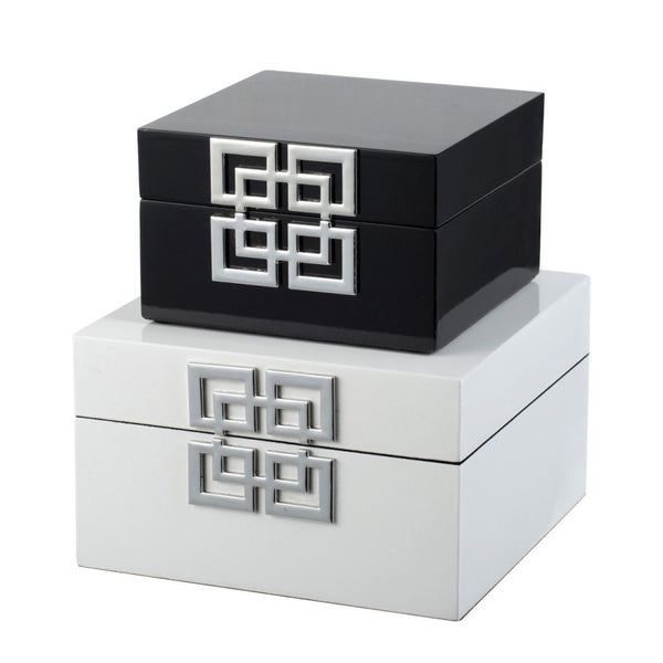 A&B Home White and Black Decorative Boxes Set of 2 | Decorative Boxes | 44583-DS | Modishstore - 4