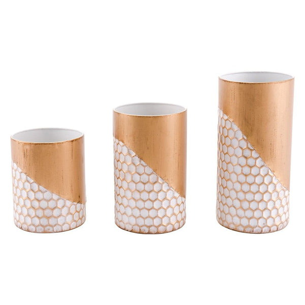 Zuo Honeycomb Candle Holders Gold - Set Of 3 | Candle Holders | Modishstore