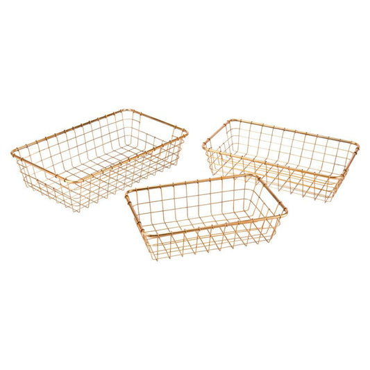 Zuo Baskets Gold - Set Of 3 | Bins, Baskets & Buckets | Modishstore