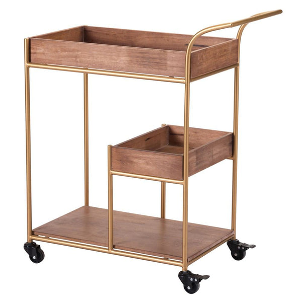 Zuo Bar Cart With Tray Brown | Bar Carts | Modishstore