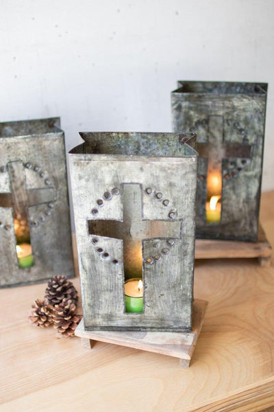 Kalalou Recycled Metal Cross Luminary - Set Of 6 | Modishstore | Holiday