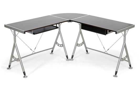 Baxton Studio Elburn Dark Brown L-Shaped Modern Computer Desk | Modishstore | Desks