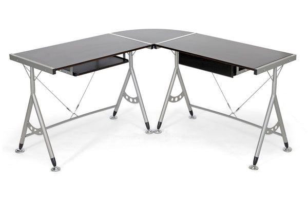Baxton Studio Elburn Dark Brown L-Shaped Modern Computer Desk | Modishstore | Desks