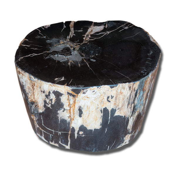 Petrified Wood Accent Stool- Black/Ivory/Brown by Aire Furniture
