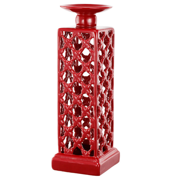 A&B Home Red Candle Holder- Set Of 2